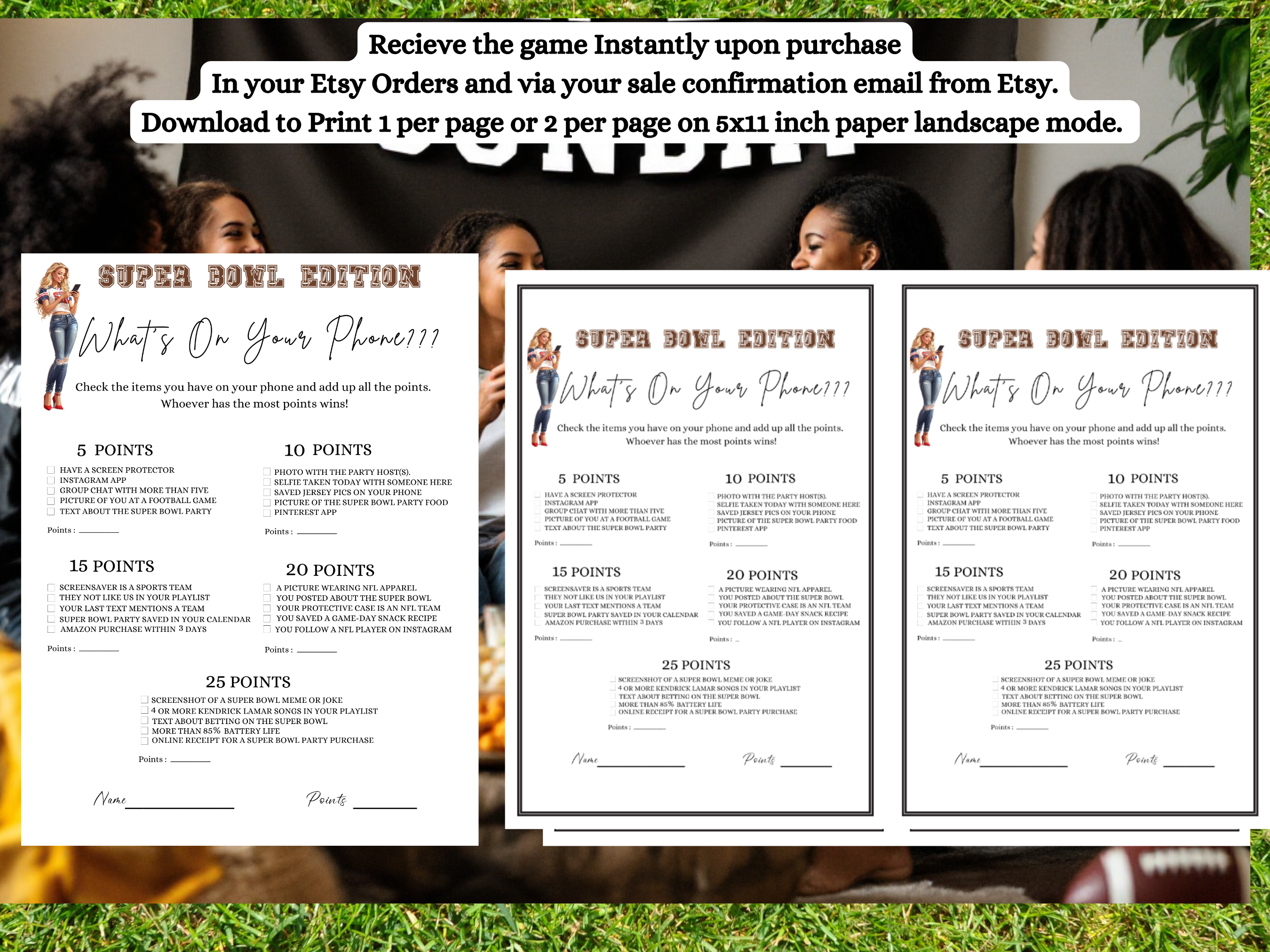 Super Bowl Whats On Your Phone Instant Download